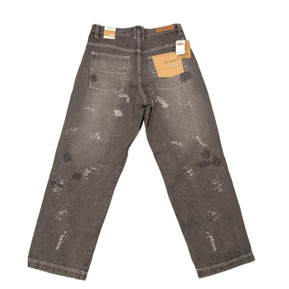 Vintage Y2K PJ MARK Men's Gray Denim Jeans 34/32 Baggy Wide Leg Cholo Skater - Picture 8 of 12